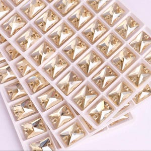 Golden Shadow / Honey 3250 Sew On Glass Crystal Rectangles 10x14mm 13x18mm 18x25mm Flatback Rhinestones - Premium K9 Glass Gemstones