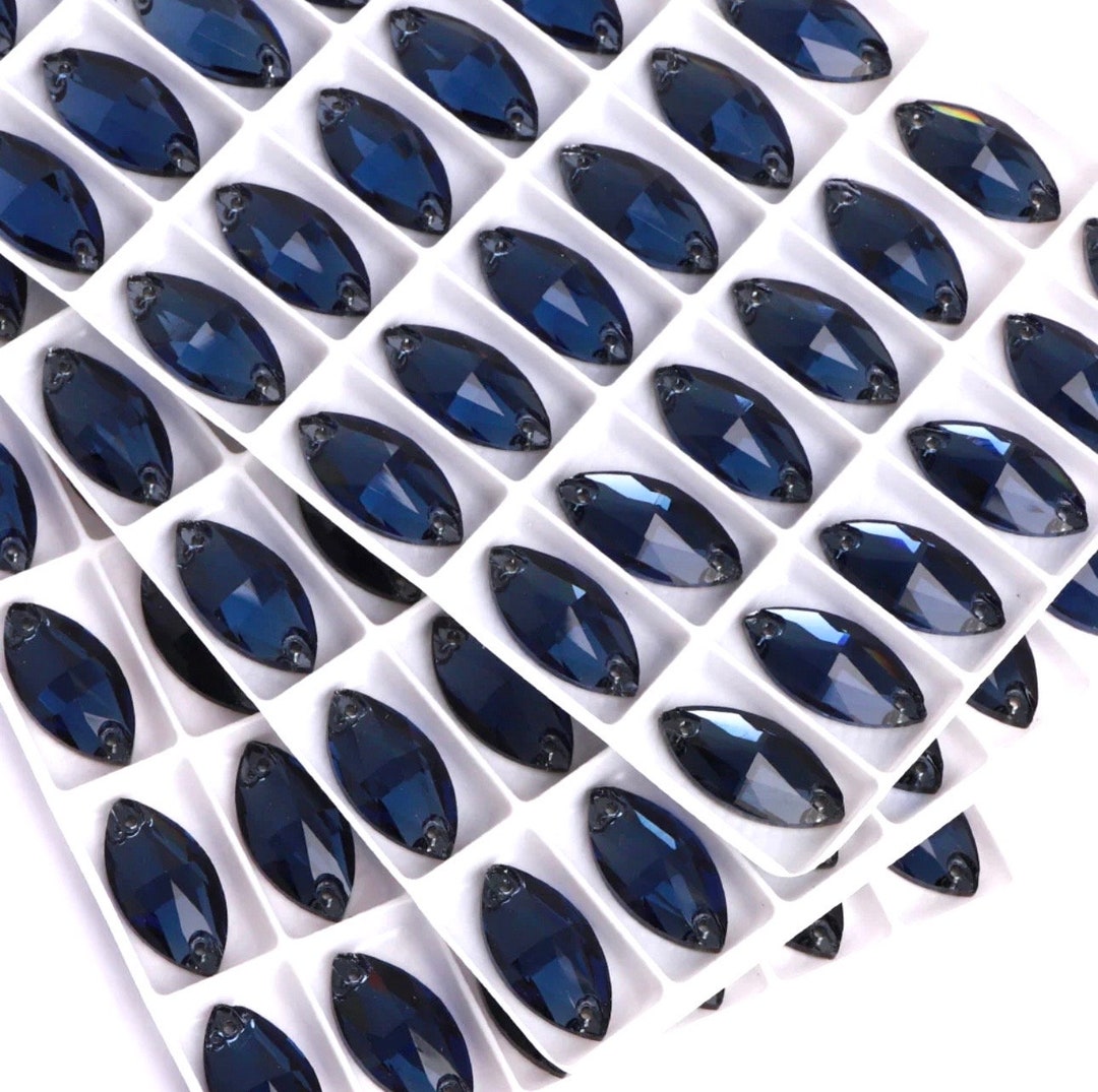 Montana Deep Denim Blue Sew on Glass Crystal 3223 Navettes 7x15mm ...