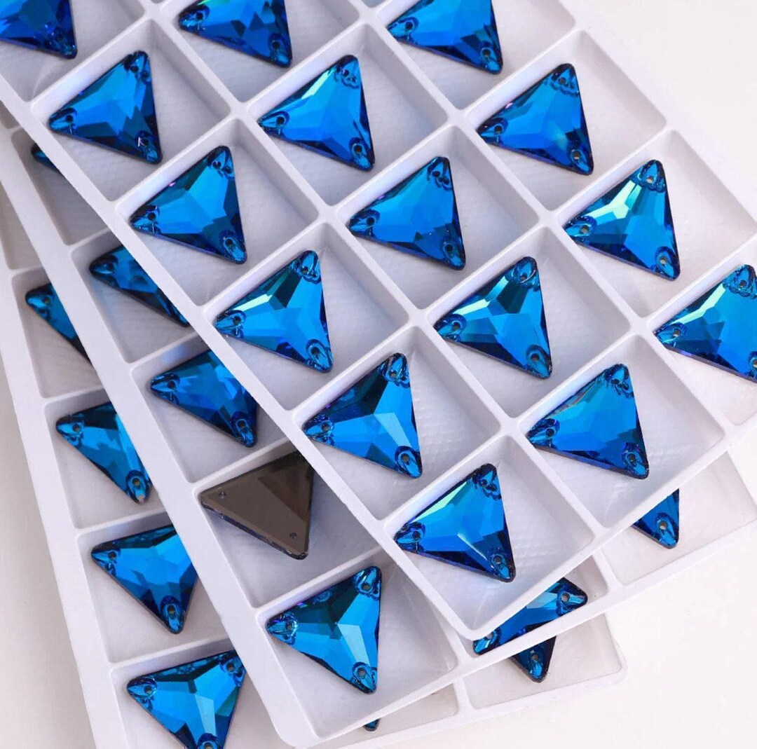 Bermuda Blue 3270 Sew on Glass Crystal Triangles 12mm 16mm & 22mm ...