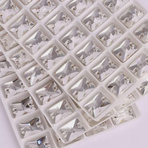 Crystal Clear 3250 Sew On Glass Crystal Rectangle Flatback Rhinestone 10x14mm 13x18mm 18x25mm - Premium K9 Glass Gemstones