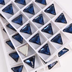 Montana 3270 Sew On Glass Crystal Triangle Flatback Rhinestone 12mm 16mm & 22mm Gemstones Indigo Navy Denim