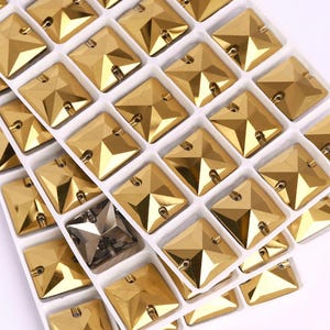Metallic Gold 3240 Glas Kristall Quadrate 12 mm 14 mm 16 mm und 22 mm Premium K9 Glas Flatback Strass Dorado Gold Aurum Sunshine