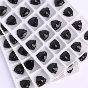 Jet Black 3272 Sew On Crystal Trilliant Flatback Rhinestones K9 Glass Gemstones Fat Triangle