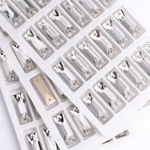 Crystal Clear 3255 Sew On Glass Crystal Baguette / Rechteck Flatback Strass 6 x 18 mm 7x21 & 9 x 26 mm - Premium K9 Glas Edelsteine
