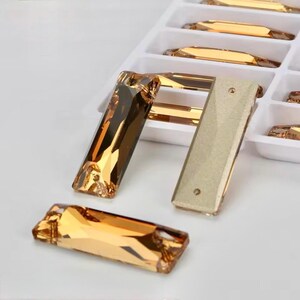 Light Colorado Topaz 3255 Sew On Glass Crystal Cosmic Baguettes 6x18mm 7x21mm 9x26mm Caramel Flatback Rhinestones K9 Gemstones
