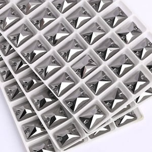 Jet Hematite 3250 Sew On Glass Crystal 3250 Rectangles - 10x14mm 13x18mm 18x25mm Metallic Silver Gunmetal Flatback Rhinestones K9 Gemstone