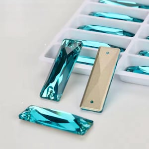 Light Turquoise 3255 Sew On Glass Crystal Cosmic Baguette 6x18mm 7x21 9x26mm Slim Rectangle Flatback Rhinestones Premium K9 Gemstones