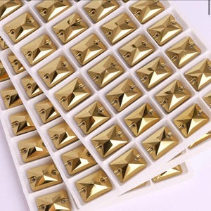 Metallic Gold 3250 Sew On Glass Crystal 3250 Rectangles 10x14mm 13x18mm 18x25mm Dorado Aurum Flatback Rhinestones Premium K9 Glass Gemstones