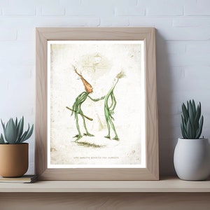 Wystrój kuchni Sztuka ścienna Wydrukuj warzywa Zabawni ludzie, Francuski obraz wiejski, Shabby Chic, Obraz w stylu vintage, Plakat z humorem o jedzeniu i marchewce