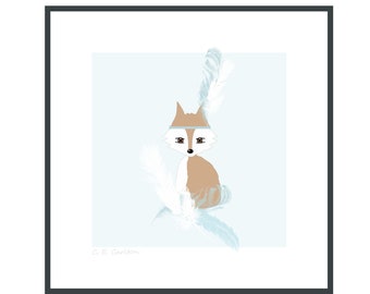 Nursery fox Original Wall Art for Kids, Children's Animal Wall Decor, DIGITAL DOWNLOAD