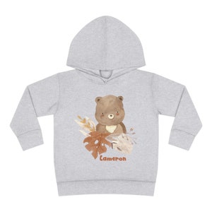 Personalized Name Unisex Toddler Hoodie, Custom named kids shirt, Bear Pullover Fleece, Nature Hooded long-sleeved Sweatshirt, Gift for kids image 9