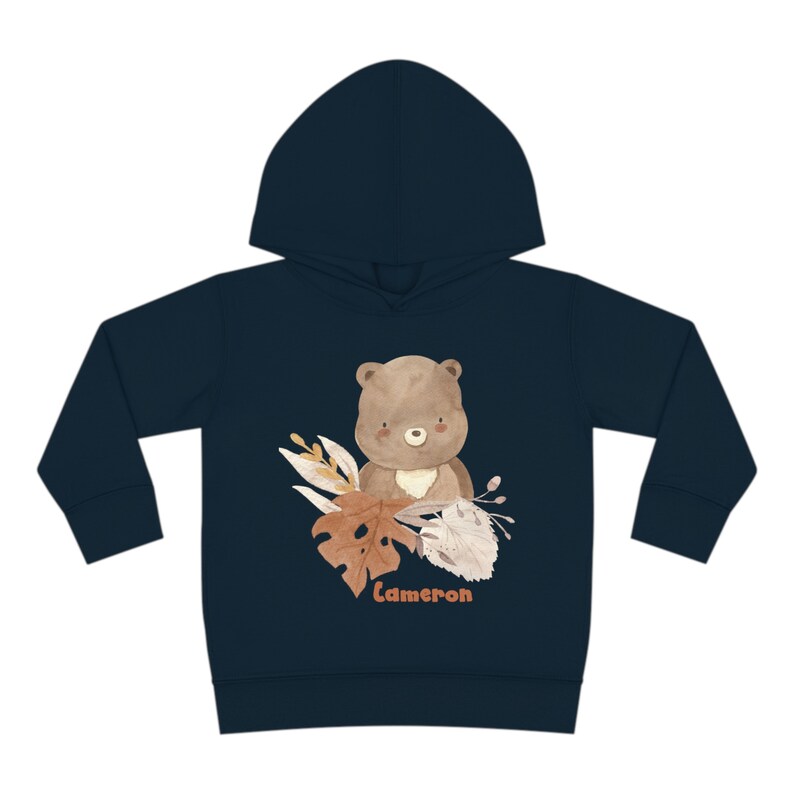 Personalized Name Unisex Toddler Hoodie, Custom named kids shirt, Bear Pullover Fleece, Nature Hooded long-sleeved Sweatshirt, Gift for kids image 8