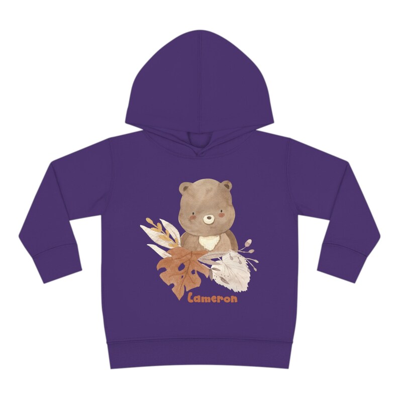 Personalized Name Unisex Toddler Hoodie, Custom named kids shirt, Bear Pullover Fleece, Nature Hooded long-sleeved Sweatshirt, Gift for kids image 10