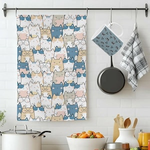 Cat Kitchen Tea Towels_Hand Dish Towel Decor Towel_Kitchen Decore_Cat Lovers_Host_Birthday_Wedding_New Home_Fathers Day_ Mothers Day_Gift