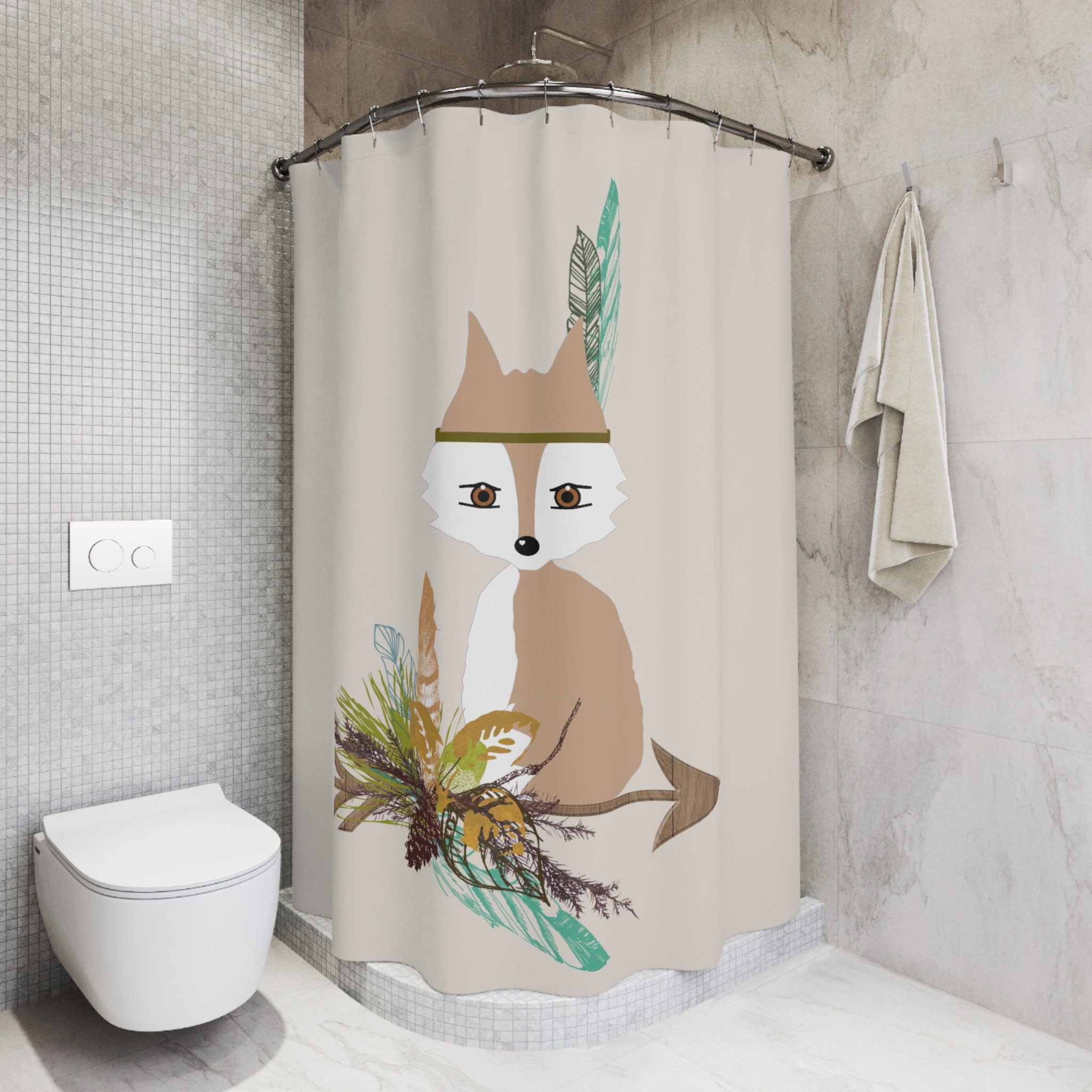 Cute Fox Shower Curtains Animal Nature Tangerine Bath Unique