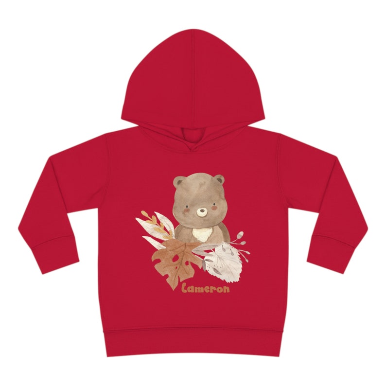 Personalized Name Unisex Toddler Hoodie, Custom named kids shirt, Bear Pullover Fleece, Nature Hooded long-sleeved Sweatshirt, Gift for kids image 4