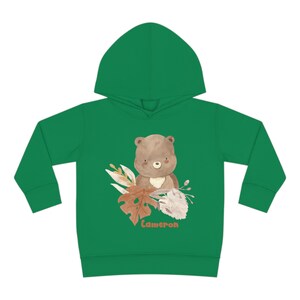 Personalized Name Unisex Toddler Hoodie, Custom named kids shirt, Bear Pullover Fleece, Nature Hooded long-sleeved Sweatshirt, Gift for kids image 3