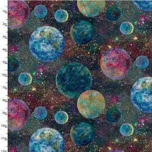 3 wishes Ray of Hope - Multi Planets Digitally Printed 44&quot; Wide