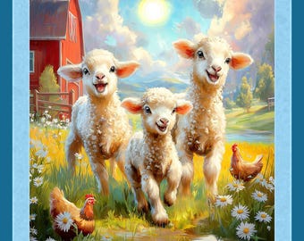 Baa Baa Barnyard Panel 36" Baby Sheep