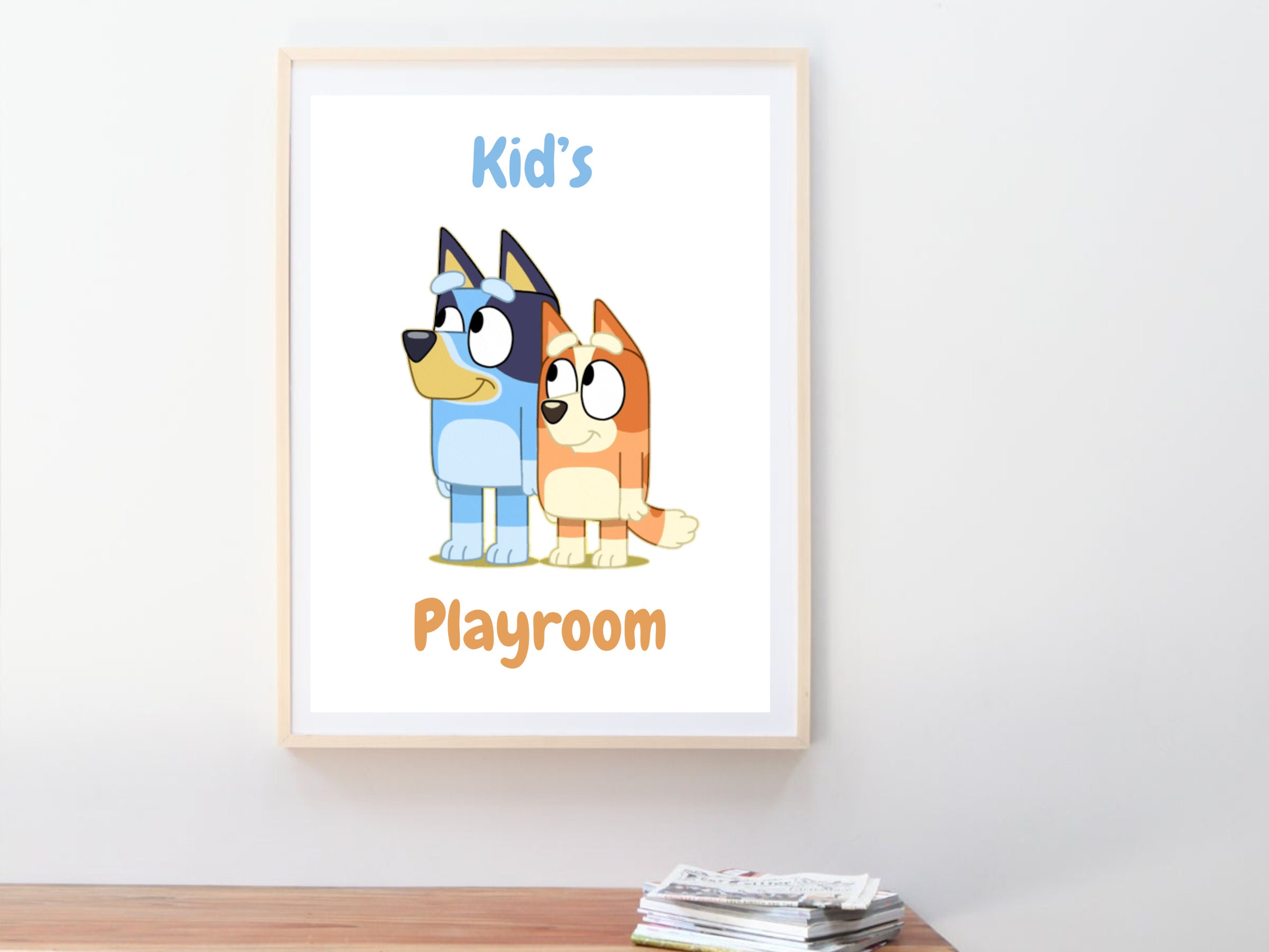 Poster Déco Bluey Sur Toile 60x90 Cm - Pour Chambre Enfant, Décoration Murale Colorée