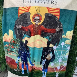 Couverture personnalisée, zodiaque, carte de tarot - La carte des amoureux, cadeau personnel personnalisé pour couple, cadeau personnalisé