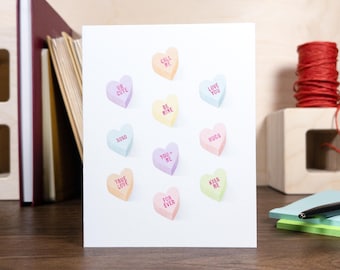 Candy Hearts Card - Valentine's Day - Blank Inside