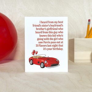Ferris Bueller Inspired Birthday Card - Blank Inside