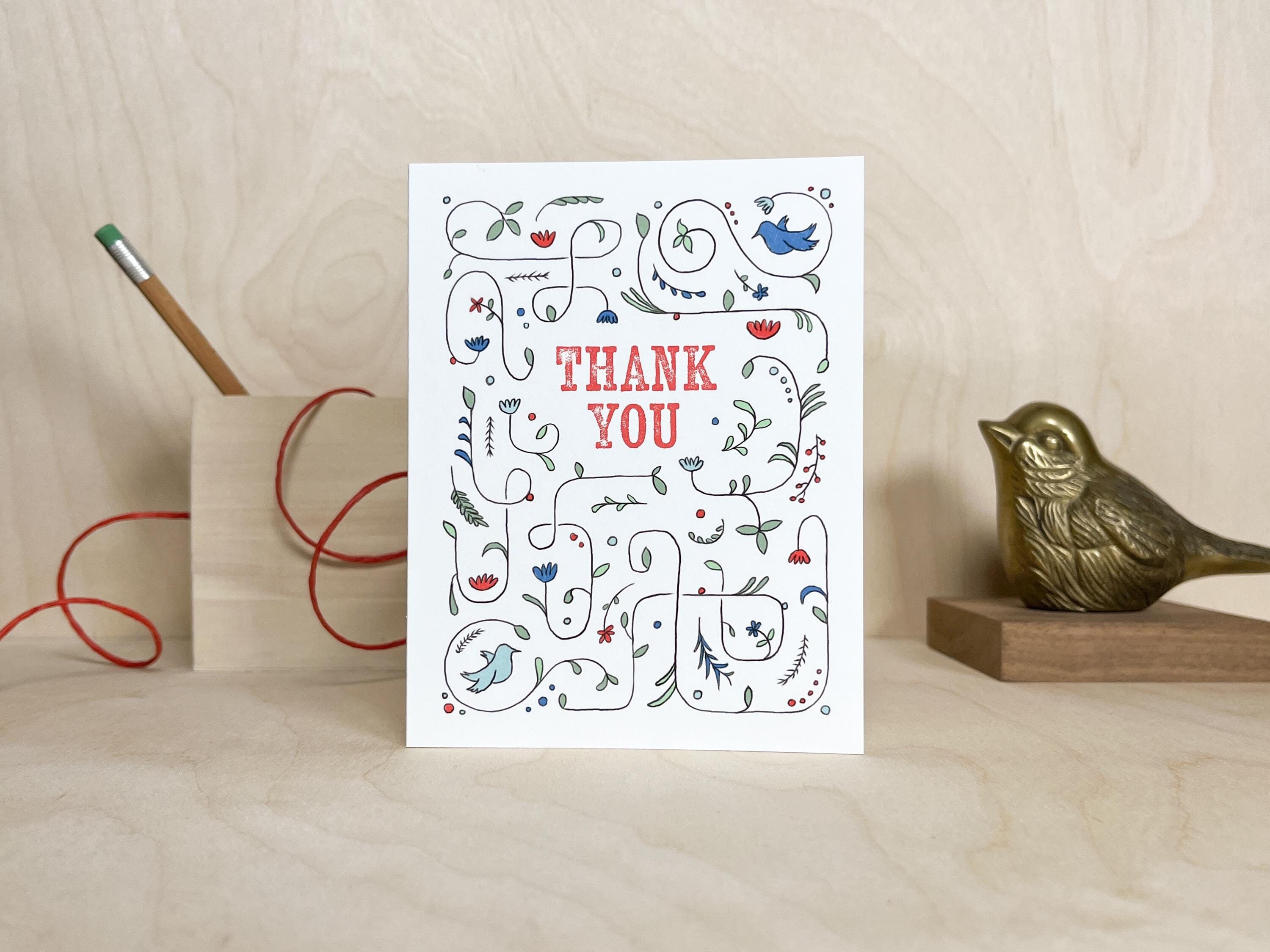 Floral Thank You Cards - Hand-drawn Design - Etsy