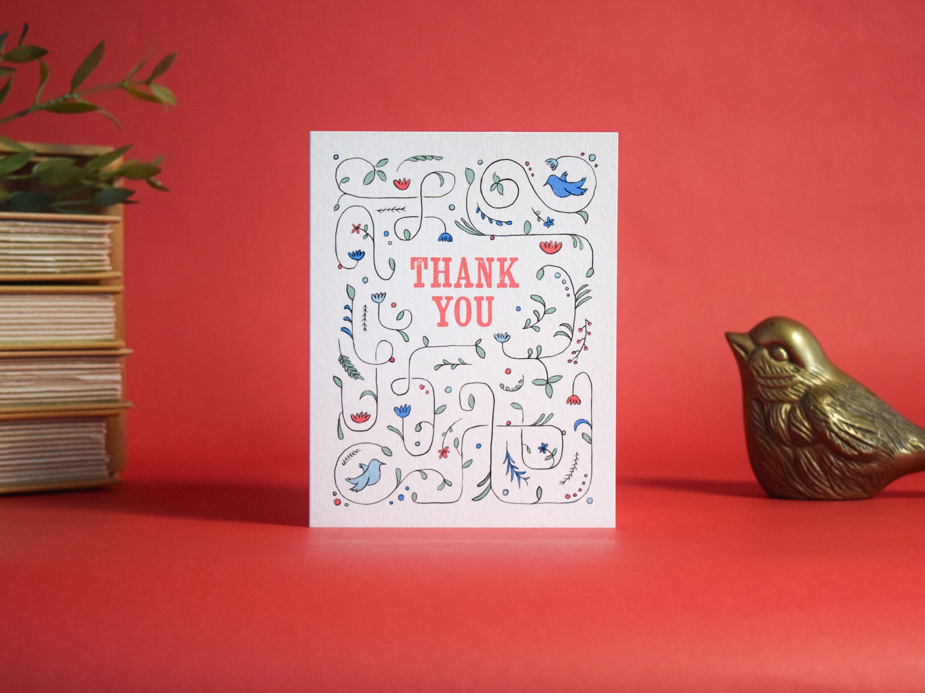 Floral Thank You Cards Hand-drawn Design - Etsy