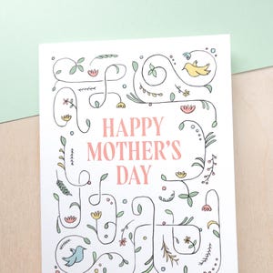 Carte de fête des mères - motif floral dessiné à la main
