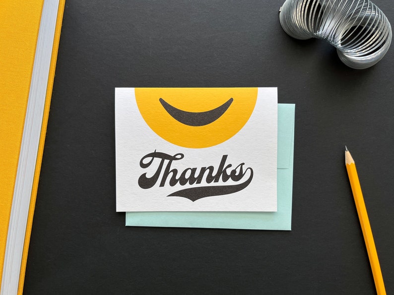 Smiley Face Thank You Cards Single Card or Set of 5 Etsy