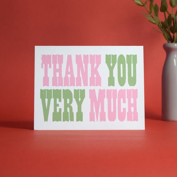 Thank You Card - Thank You Very Much - Pink & Green