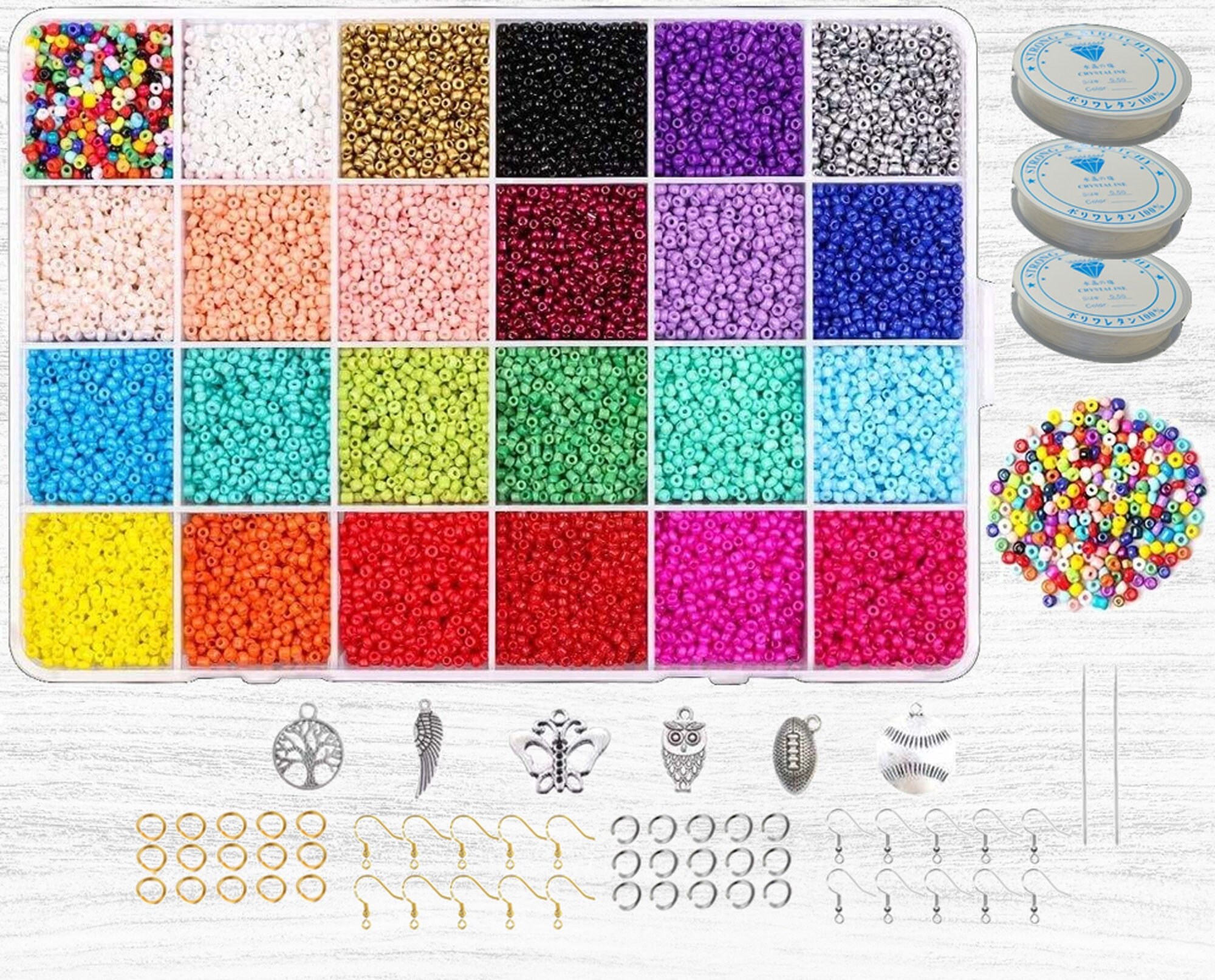 DIY 2mm Glass Bead Jewelry Making Kit for Stunning Bracelets, Rings 