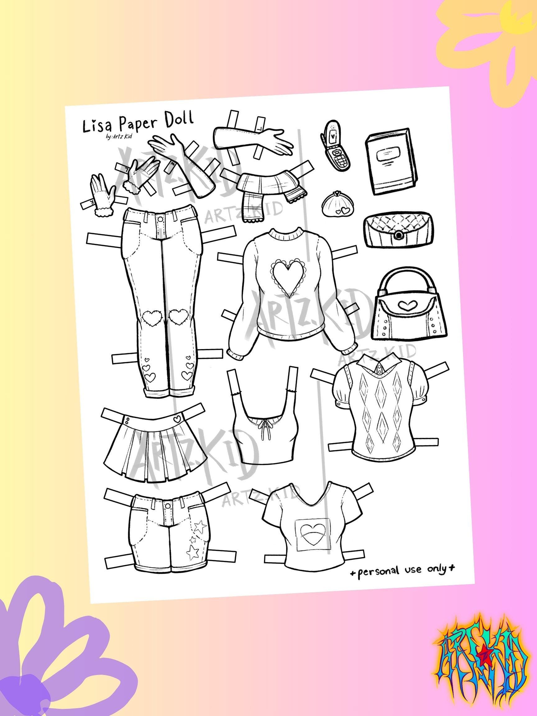 Papercraft Lisa Lisa Paper Doll Coloring Page | Art Activity (digital Download) - Etsy ...