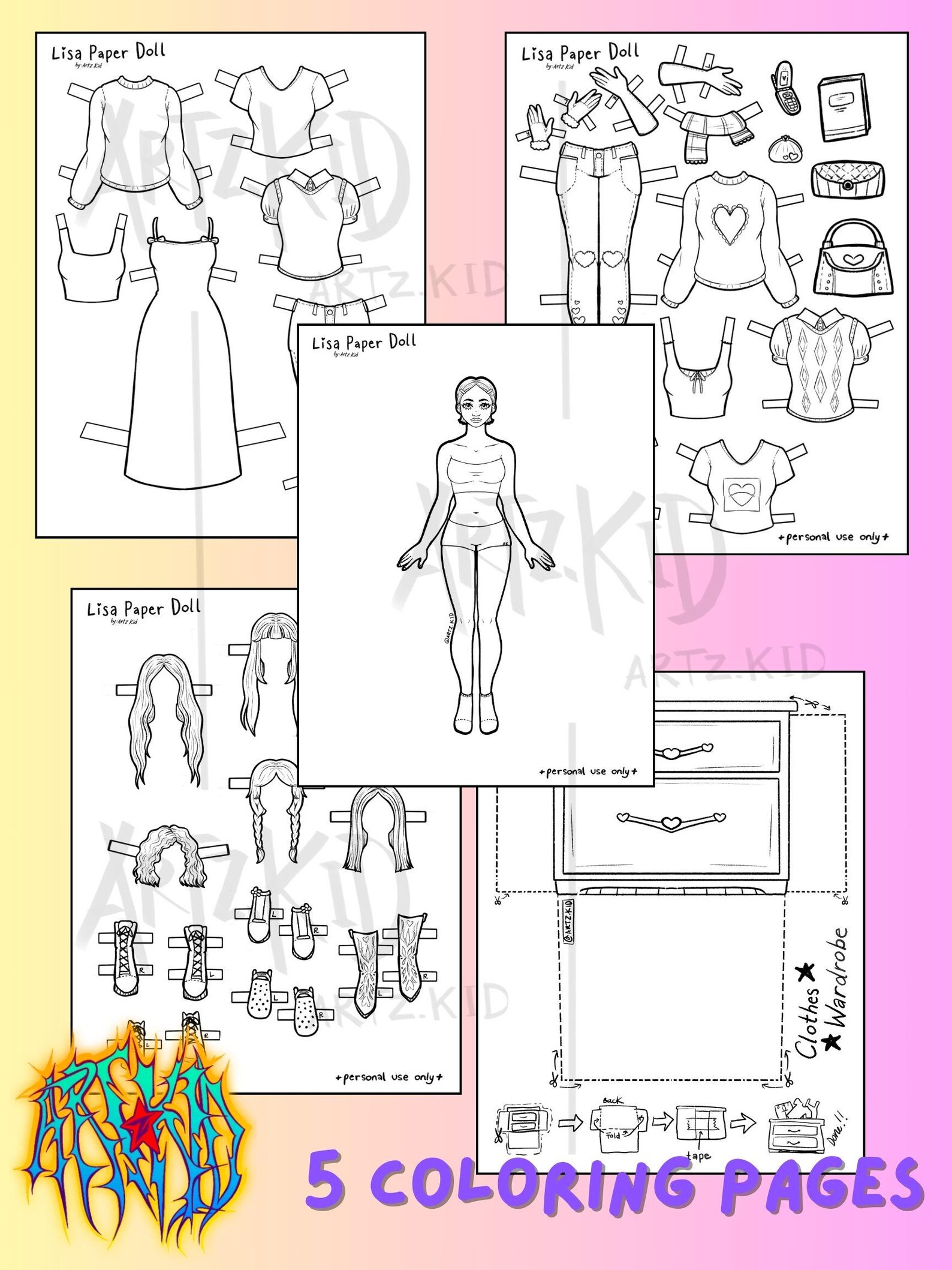 Lisa Paper Doll Coloring Page | Art Activity (digital Download) - Etsy ...