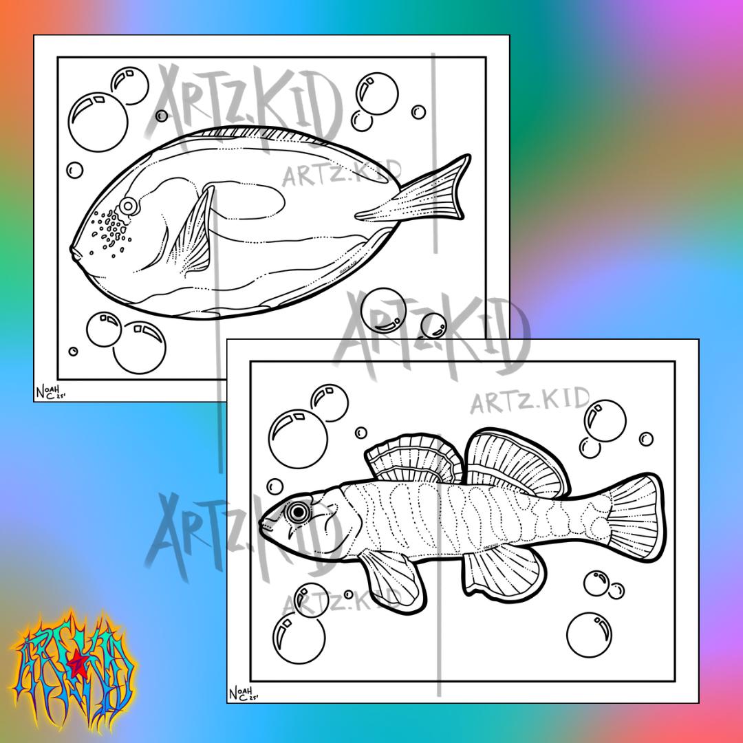 Fish Pdf Coloring Science Fish Coloring Pages | Art Activity for Kids (PDF Download) - Etsy