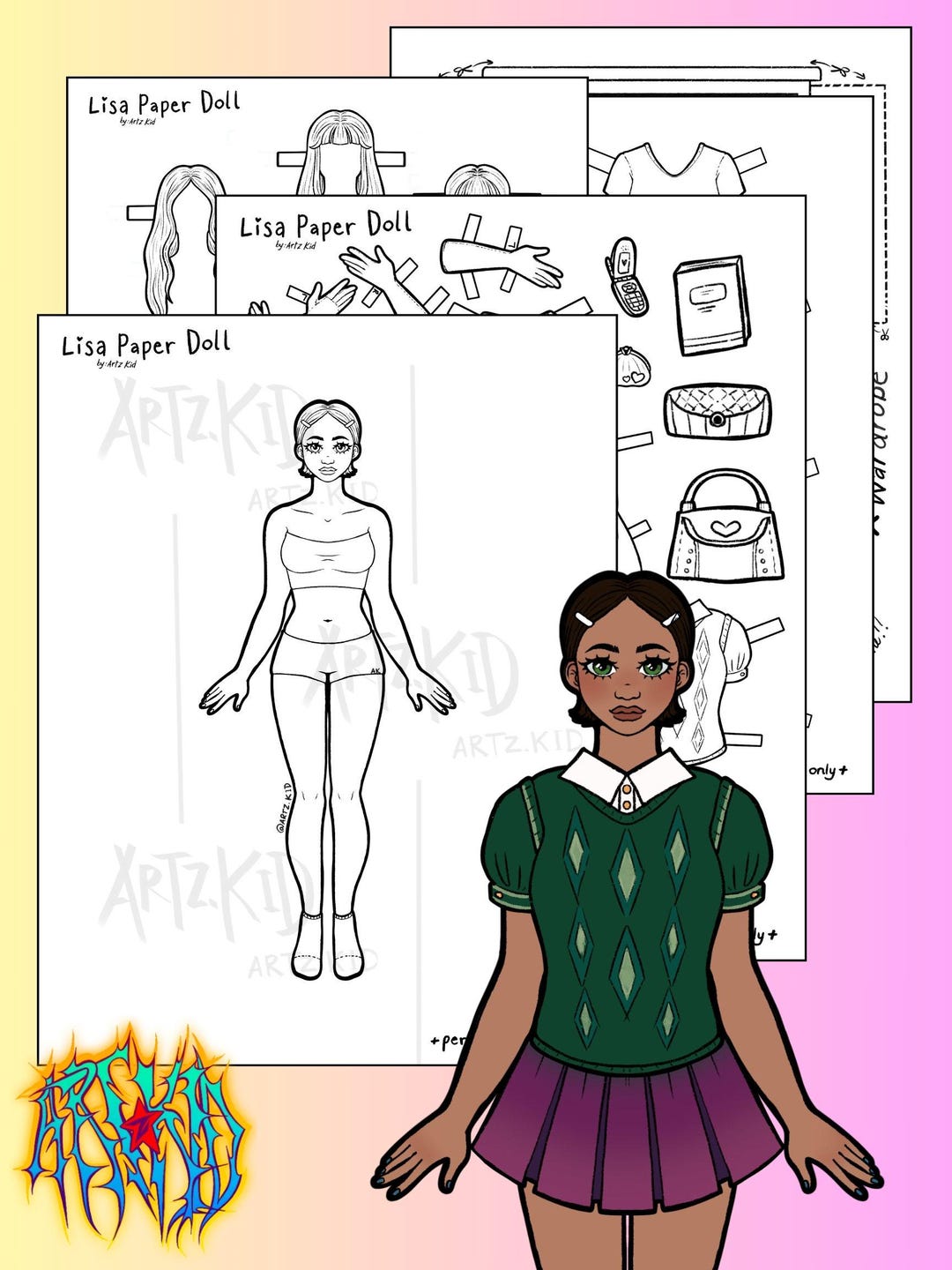Lisa Paper Doll Coloring Page | Art Activity (digital Download) - Etsy ...