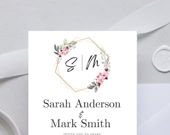 Simple Floral Wedding Invitation
