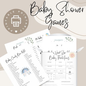 Baby Shower Party Game Bundle, Printable Baby Shower Games