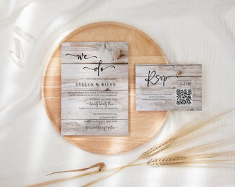 Rustic Wood We Do Wedding Invitation, Rustic Wedding Invites, Printable Wedding Invitation Template, Country Wedding Invitation