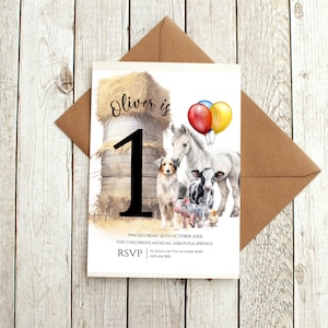 Farm First Birthday Invitation, Barnyard Bash, Farm Animals Birthday Invitation, Barn Animals Party Invite Template