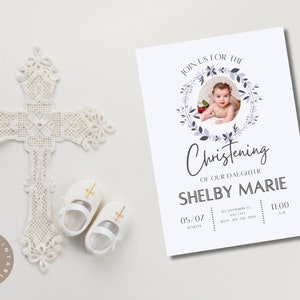 Baptism Invitation Template, Editable Invitation, Printable Christening, Christening Invitation Boy, Baptism Invitation Girl