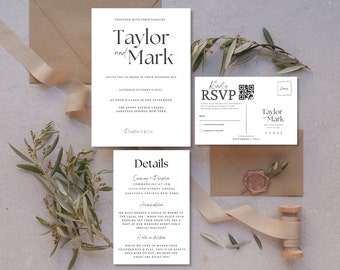 Minimalist Wedding Bundle | Wedding Template | Simple Wedding Invite | Wedding Printable Invitation | Wedding Invites