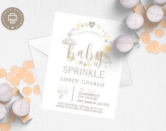 Gender Neutral Sprinkle Invitation, Instant Download Printable Editable, Baby Sprinkle Invitation, Baby Sprinkle Invitation Boy or Girl