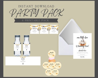 Party Pack, A Little Boo Is Turning 2 Birthday Pack, Halloween Birthday Pack, 2nd Birthday Invite, Gender Neutral Invite, Halloween Birthday