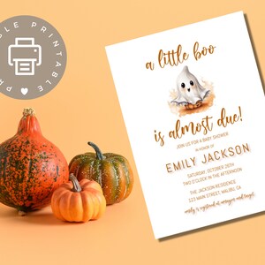 A Little Boo Is Almost Due, Halloween Baby Shower, Fall Baby Shower Invitation Instant Download