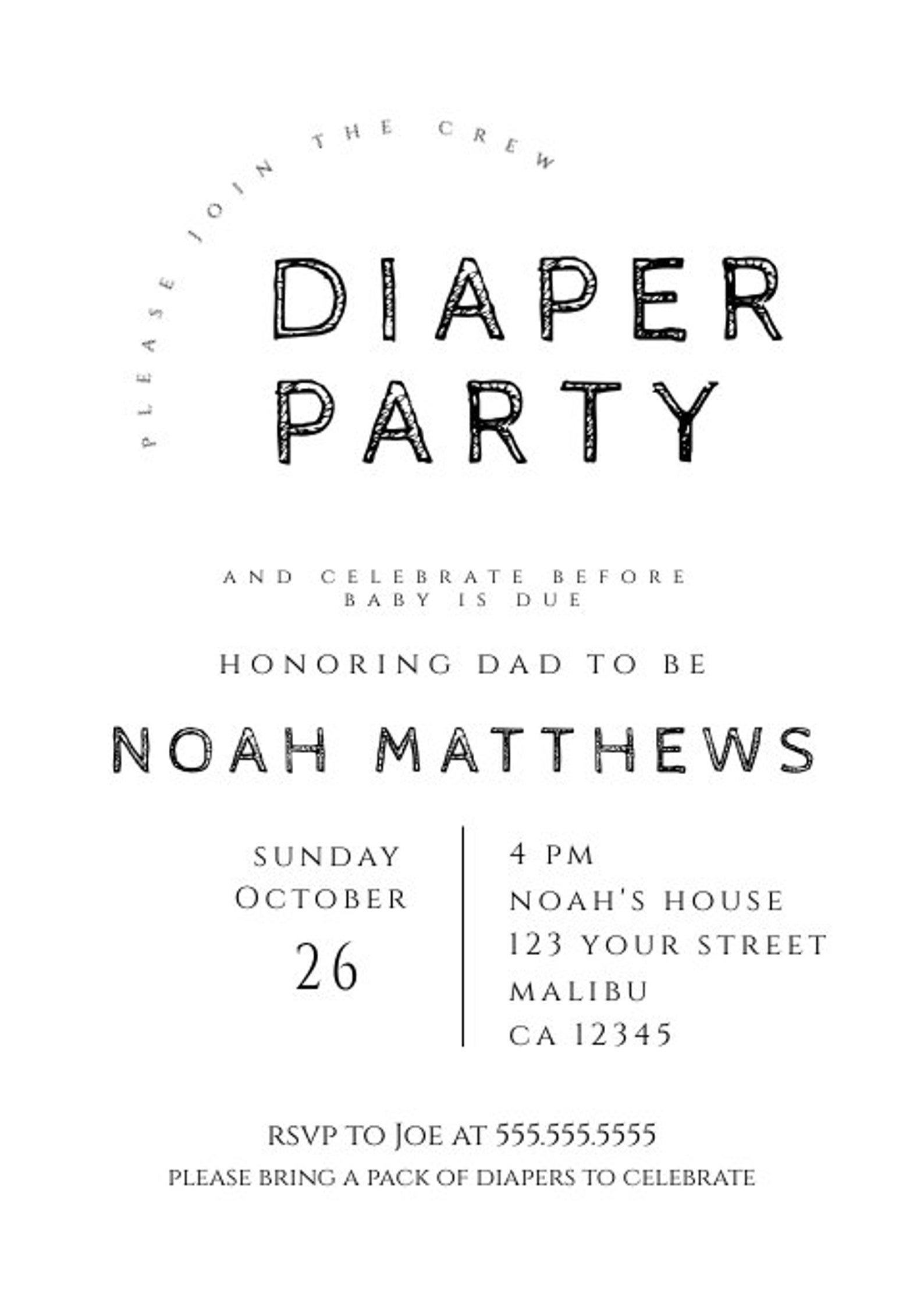 Diaper and Drinks Party Invite, Dad's Baby Shower, Dad Diaper Party