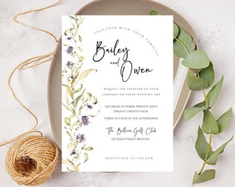 Wildflower Wedding Invitation | Boho Wedding Invitations | Floral Wedding Invitation Template | Boho Wildflower Invitation | Floral Wedding