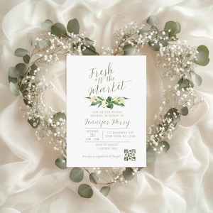 Fresh Off The Market Bridal Shower Invitation Bundle, Market Bridal Shower, Shes Off The Market, Farmers Market Theme, Invite Template,