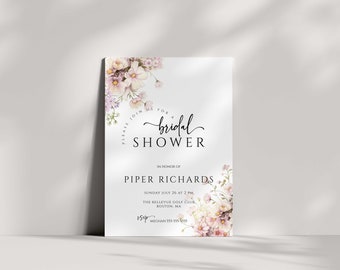 Bridal Shower Invite Template, Boho Bridal Shower Invitation, Bohemian Invitation, Templett Instant Download, Wildflower Invitation